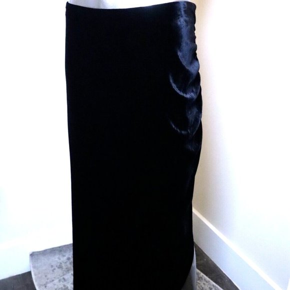 VERONICA BEARD Midi Skirt Herst Black Velvet Rushed Size 6 New Tag $495 - Picture 4 of 7
